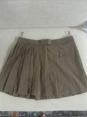 Zara Pinstripe Pleated Mini Skirt in Taupe